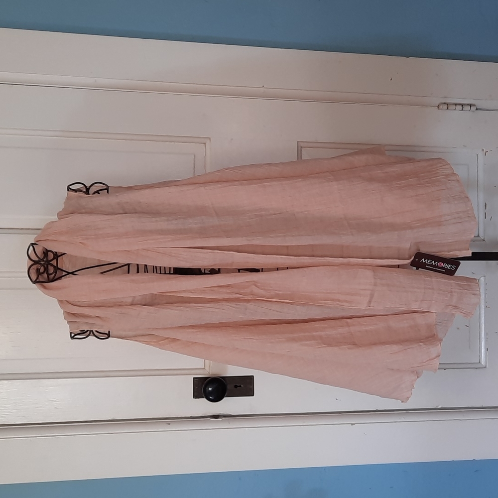 Beautiful Lightweight Linen Shawl Vest Flowy Summer Tunic Modern Boho Chic NWT